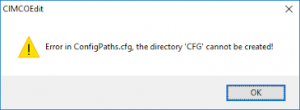 "Error in ConfigsPath.cfg, the directory "CFG" cannot be created."